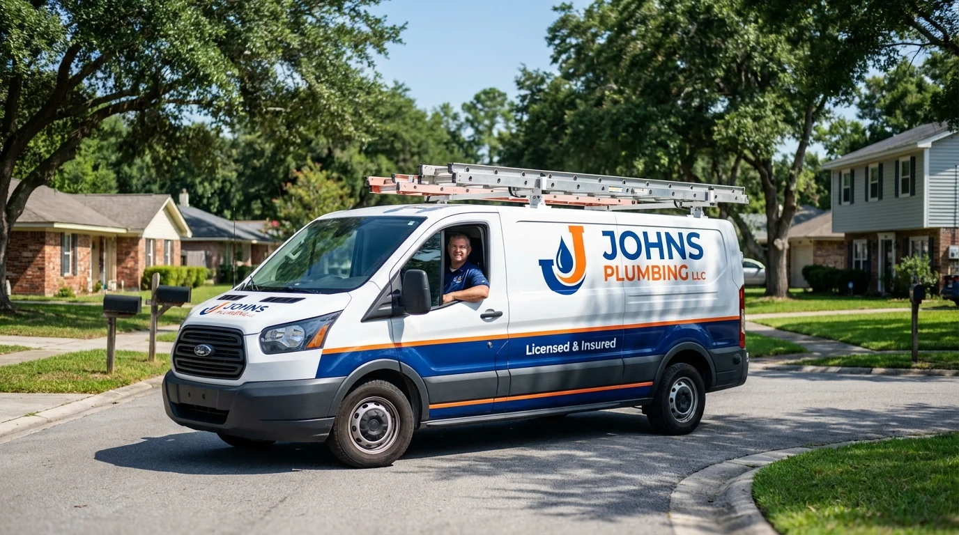 Johns Plumbing LLC service van in Hot Springs Village, AR