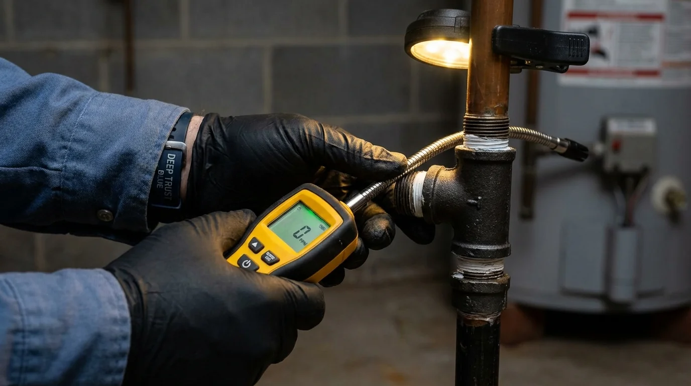 Gas leak detection with electronic sniffer by Johns Plumbing LLC in Hot Springs Village