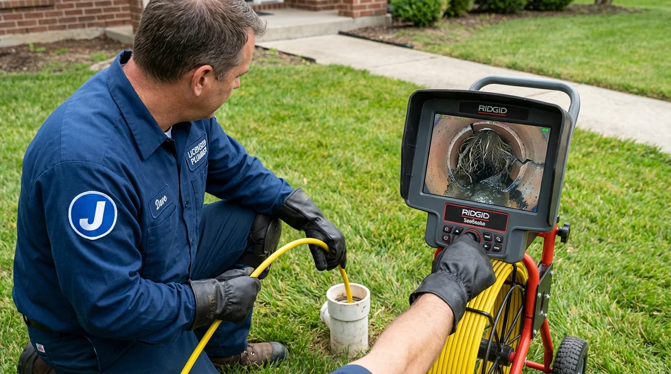Sewer camera inspection being performed by Johns Plumbing LLC in Hot Springs Village