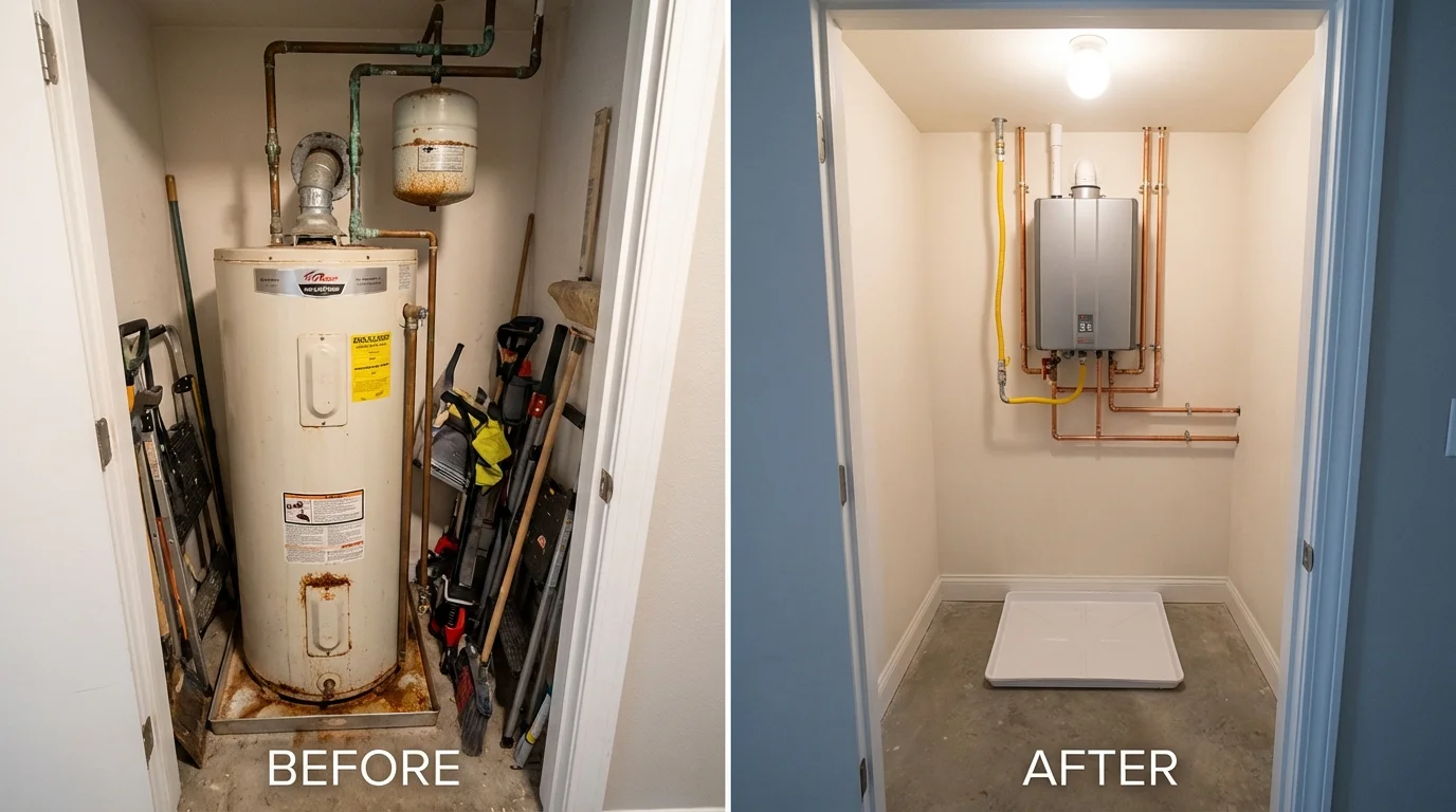 Tank water heater versus wall-mounted tankless unit comparison for Hot Springs Village, AR homeowners